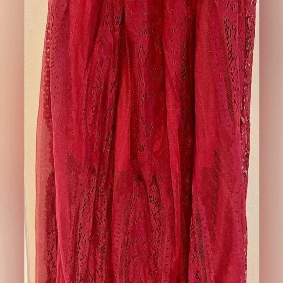 Crimson Full Length Strapless Dress - Picture 2 of 4